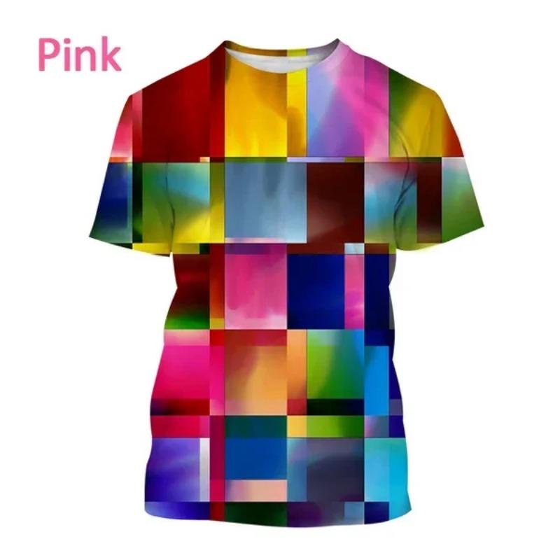New Fashion Stripes Vertigo Casual Round Collar Unisex Short Sleeve Colorful Striped Personality 3D Printing T-Shirt