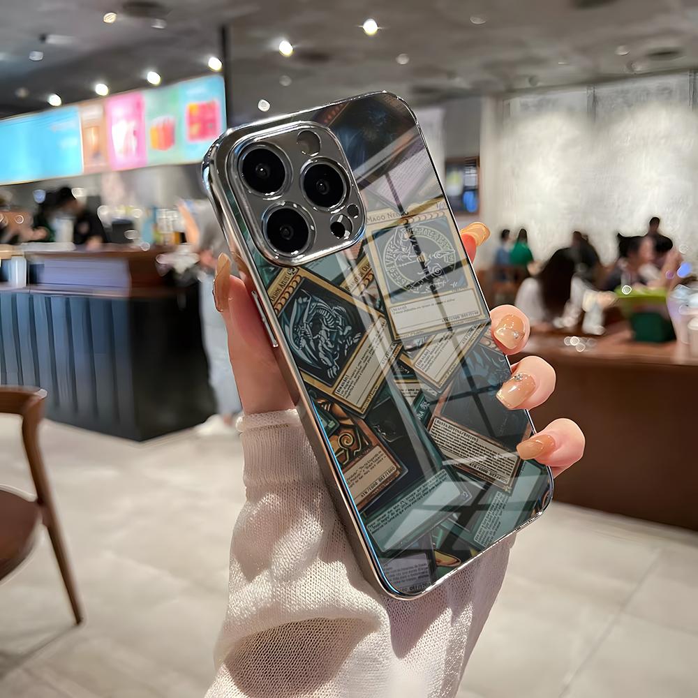 Anime Y-YU-Gi-Oh Phone Case For IPhone 17 Pro Max 15 Pro 16 14 Plus 12 13 Mini 11 Pro Shockproof Electroplated Glass Cover