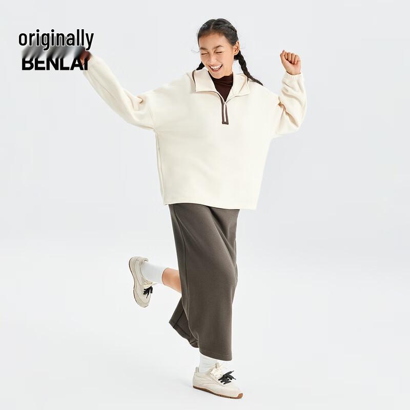 Benlai Women's Thickened Half-Zip Hooded Sweatshirt