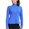 SAUCONY Solid Color Casual Stand Collar Breathable Long Sleeve Knit Top Women Tops Bright-Blue SC1230135A-BL02