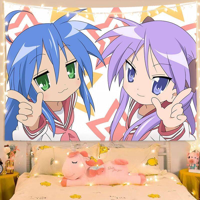 Lucky Star Anime Tapestry Wall Hanging for Bedroom Bedside Student Dorm Wall Decor