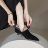 Fashion NEW Autumn Women Ankle Boots Sheep Suede Shoes Pointed Toe High Heel Shoes Women Concise Thin Heel Boots for Woman Botines Mujer