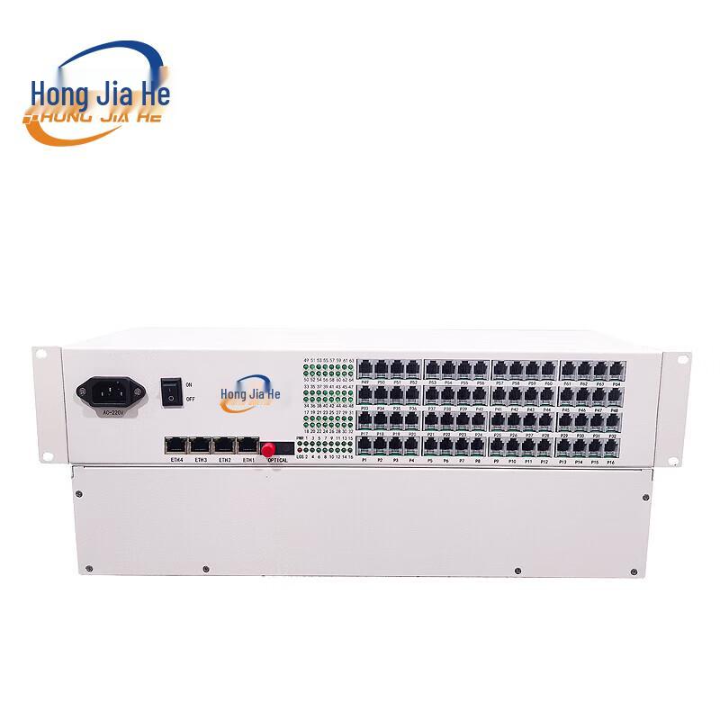 Hongjiahe JH-P64FE4 64-Channel Telephone & 4-Port Fast Ethernet Fiber Optical Transceiver