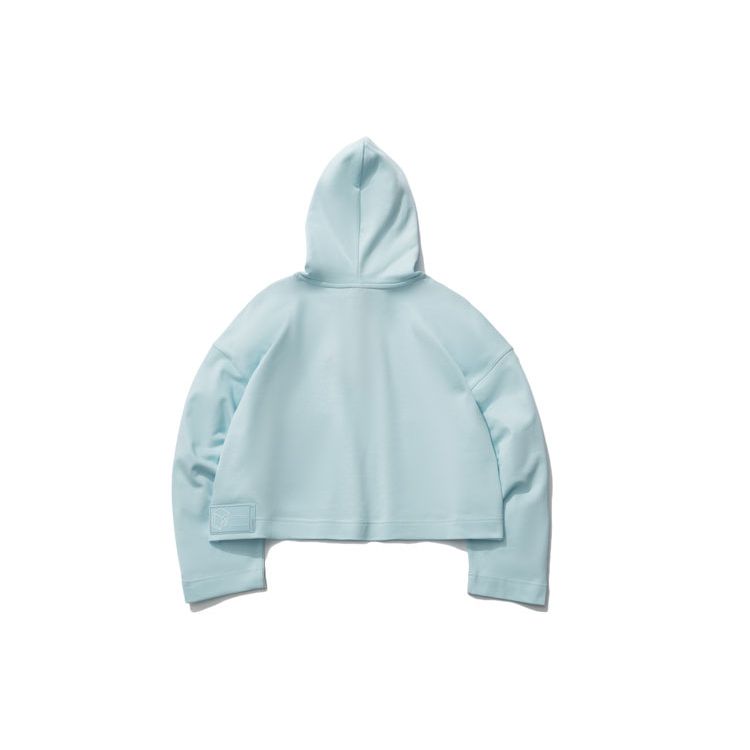 Li Ning Série Mode Sport Sweat-shirt Court à Capuche avec Lettres Brodées Femme sweatshirt Bleu Clair AWDR374-3