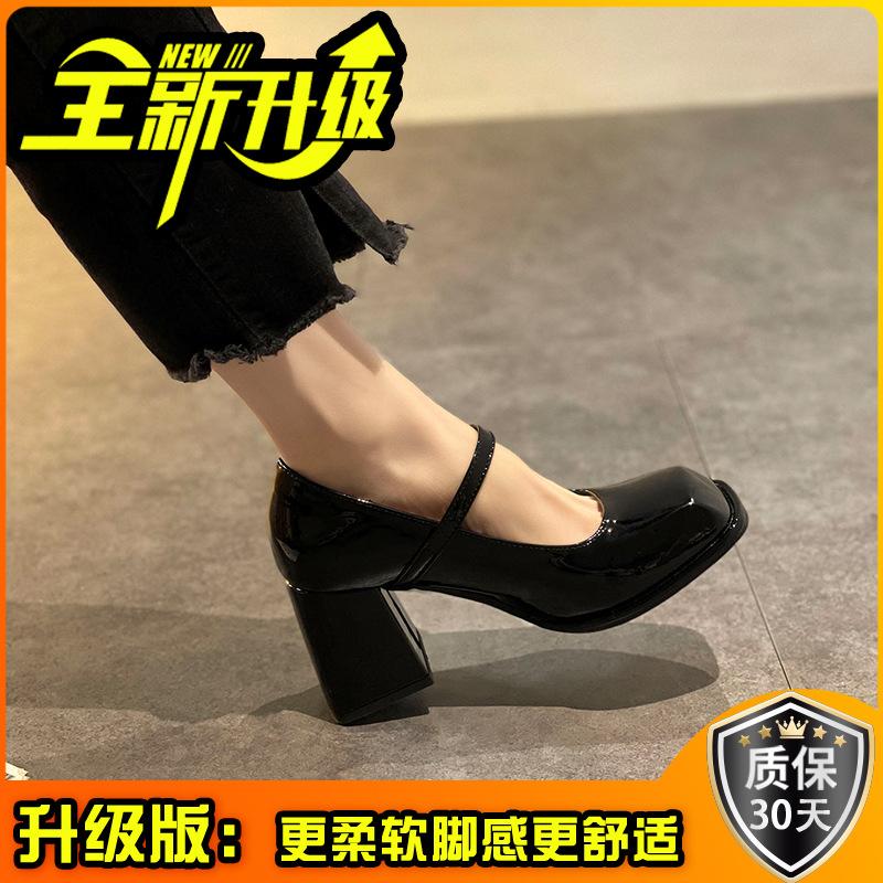 Mary Jane high heels women's spring and autumn new waterproof table Japanese one-word buckle strap single shoes