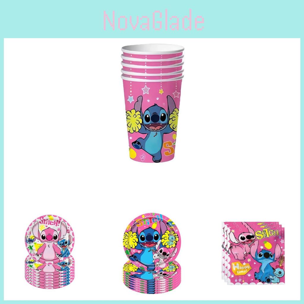 Lilo Stitch Party Supplies Set With Paper Plates Cups Napkins Tablecloth For Kids Birthday Decor