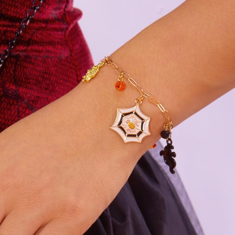 Minimalist Halloween Theme Charm Bracelet Zinc Alloy Unique Wrist Jewelry with Extendable Chain for Daily Outfits