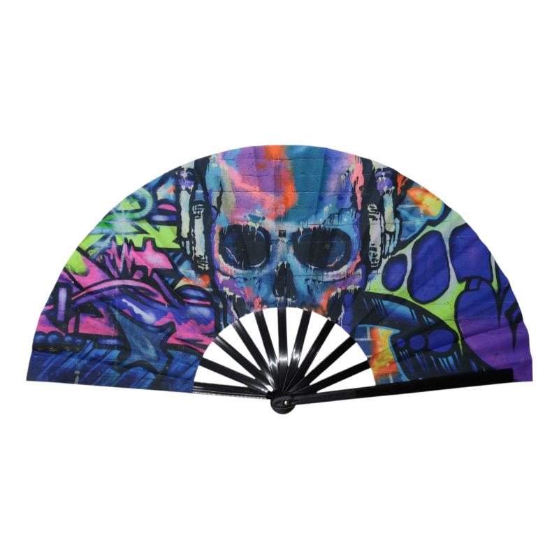 Glow In The Dark Folding Fan Rainbow Starry Sky Design Portable Decor for Party Stage Performance