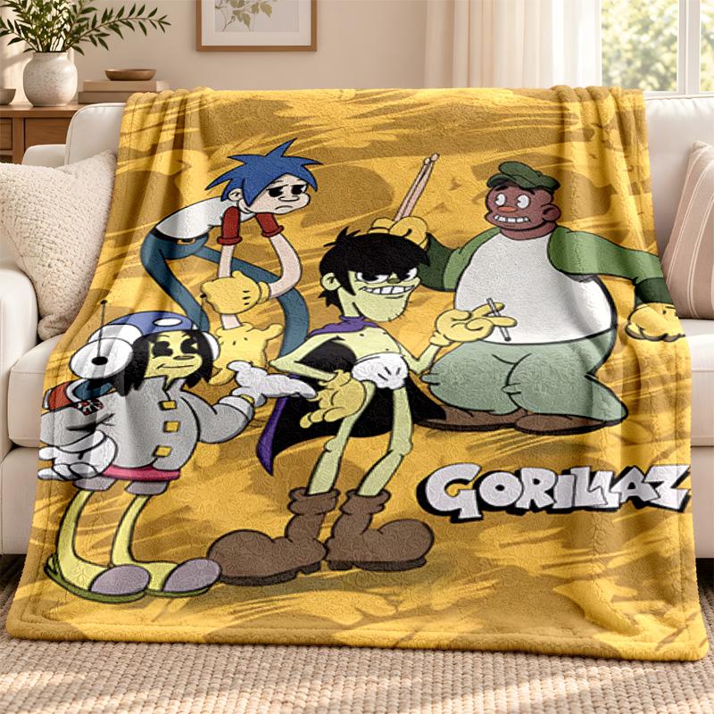 Gorillaz Blanket Flannel Blanket Soft Cozy Plush Throw for Sofa Bed Lightweight Home Decoration Outdoor Camping