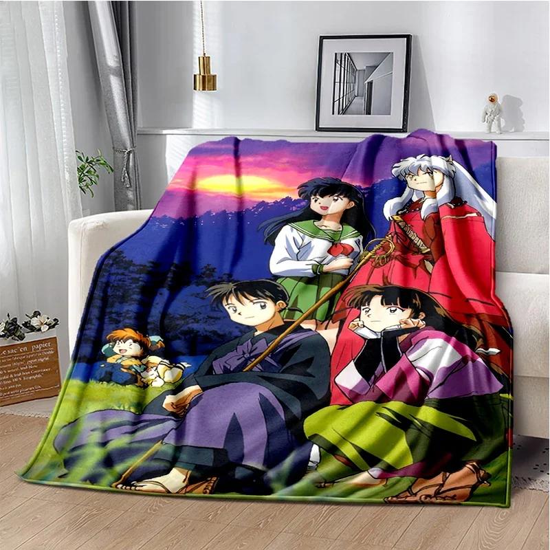Cartoon Anime Inuyasha Throws Blanket for Sofa Bedding Couch Hiking Picnic Super Soft Cute kawaii Flannel Blanket birthday gift