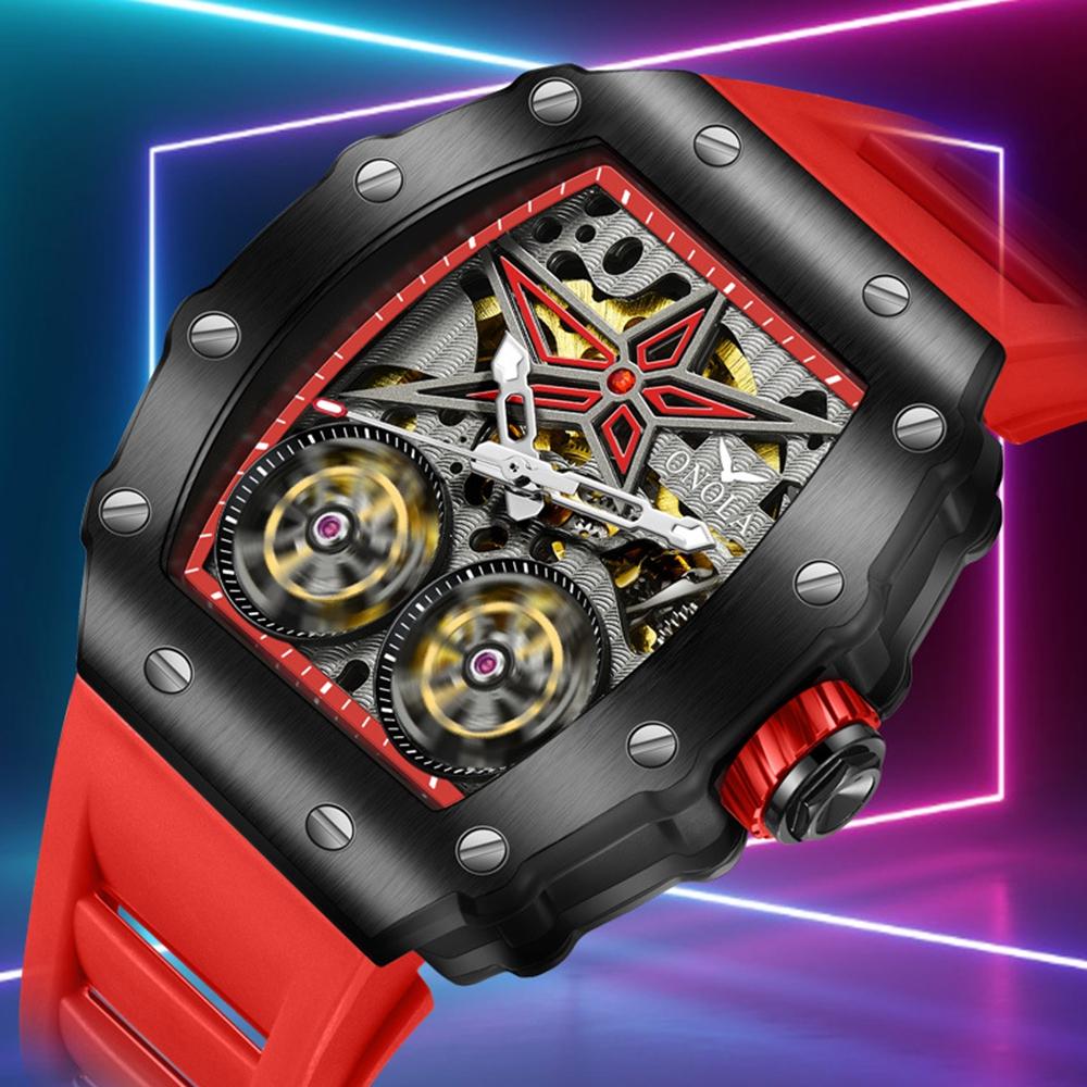 ONOLA New Fashion Mechanical Watch Flywheel Hollow Automatic Mechanical Men's Waterproof Watch