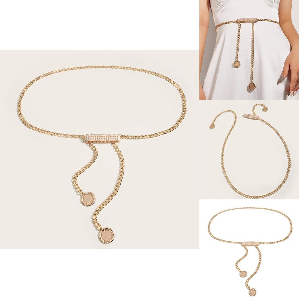 Metal Waist Chain For Women With Pearl Buckle Fashion Body Jewelry For Summer Events
