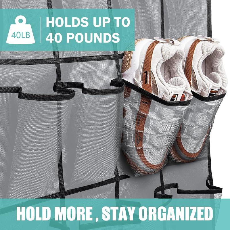 Over The Door Shoe Rack With 24/28/35/40 Large Mesh Pockets Hanging Shoe Organizer For Closet Hanging Shoe Rack Holder Hanger