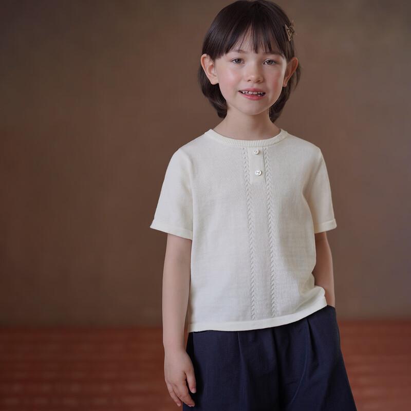 Hacikis Girls' Summer Thin Knit Short-Sleeve T-Shirt