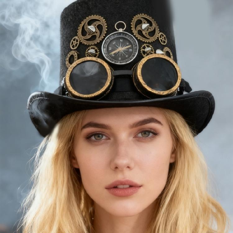 Industrieller Unisex-Zylinder mit Metallnieten, Langlebigkeit, Vliesstoff, Verstellbares Band für Kostümpartys, Tägliches Tragen
