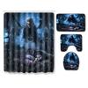 Skull Shower Curtain Floor Mat Combination Four-Piece Set Bathroom Toilet Carpet Shower Room Mat Foot Mat