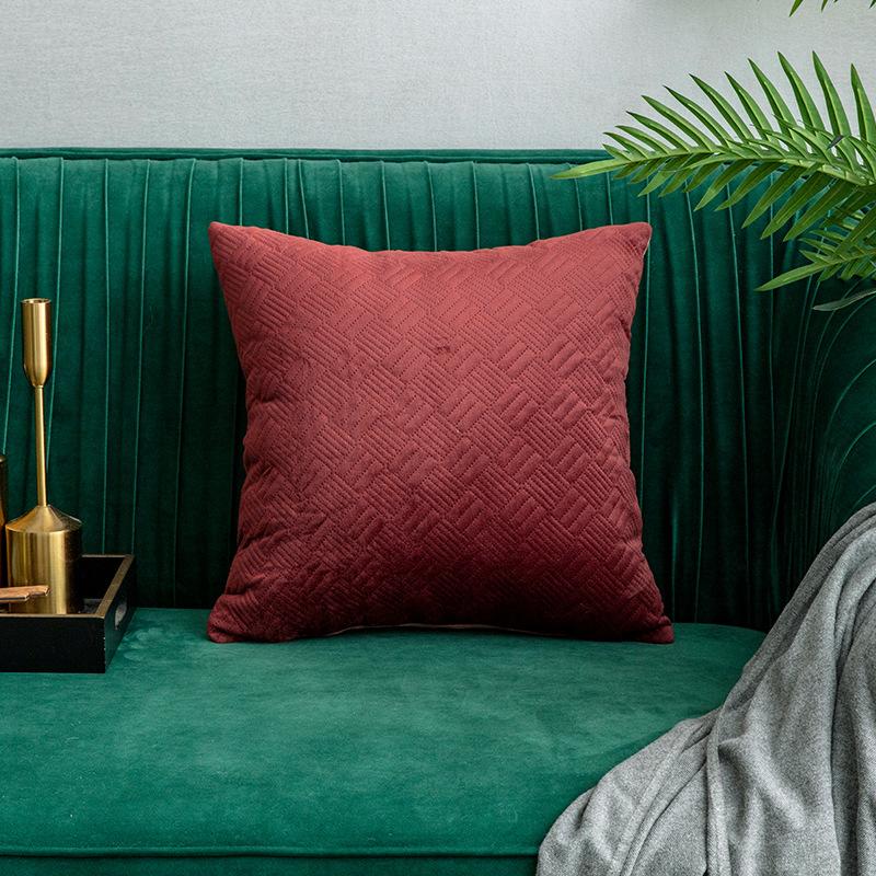 Solid Green Red Sofa Cushion Velvet Pillow Tender Comfortable Living Room Car Decoration 45x45cm Home Simple Daily All-Purpose