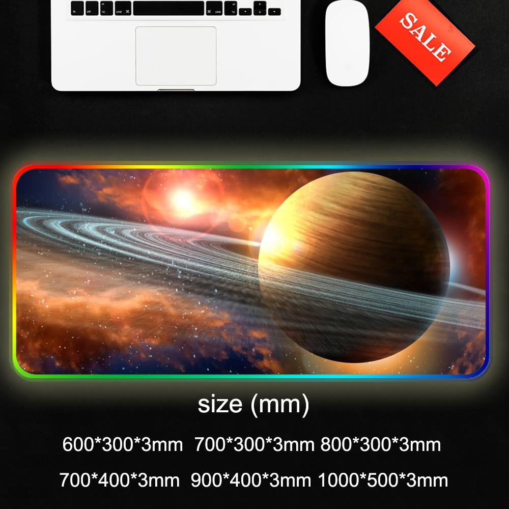 saturn Mouse Pad RGB Gaming Mousepad Big LED Pad PC Desk Mat Luminous Mouse Pad Large Keyboard Mats Table Rug With Backlit