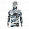 Mens UPF 50 Long Sleeve Quick-Dry Fishing Shirt With Hood Face Cover Outdoor Sports Cycling Apparel