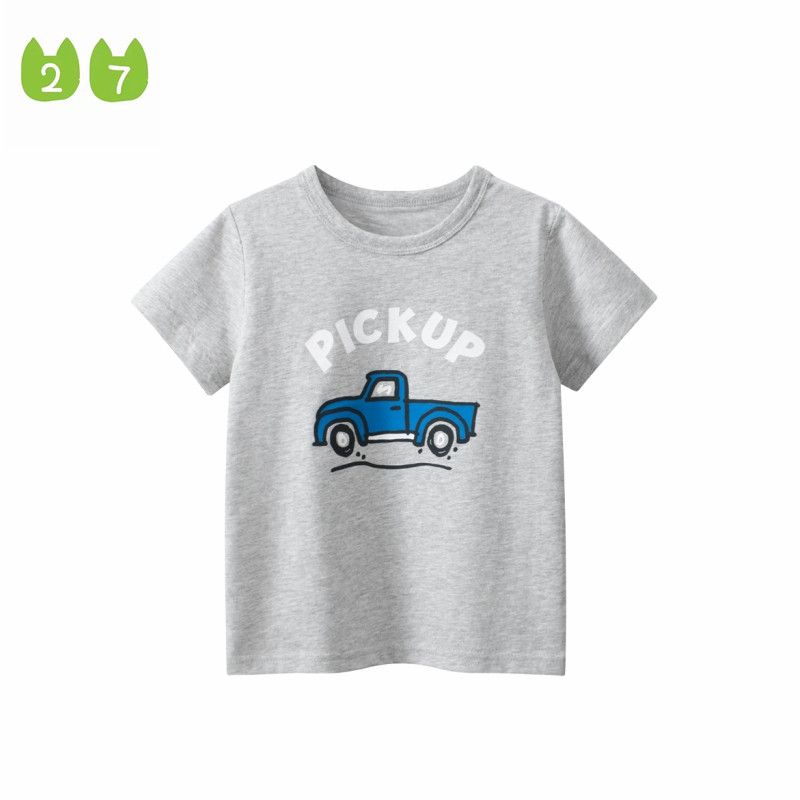 27Kids Children's Clothing Summer Kids Short-Sleeved T-shirt Boys' Car Round Neck Clothes Baby Boys' Cotton Half Sleeve Top