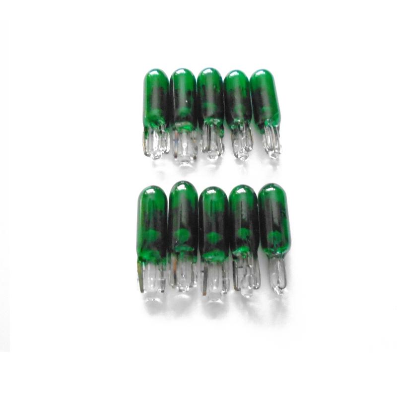 10pcs Green W2W T5 Car Dashboard Dash Bulbs trument Panel Light Halogen Lamp Universal 12V Accessories Car Interior Lights