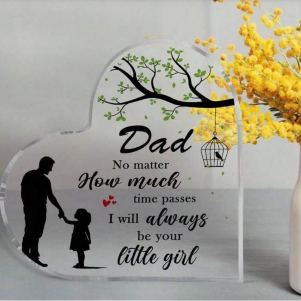 2D Flat Acrylic Ornament for Parents Transparent Heart Shaped Decor Plaques Gift for Thanksgiving Festival Party Gift Home Decor