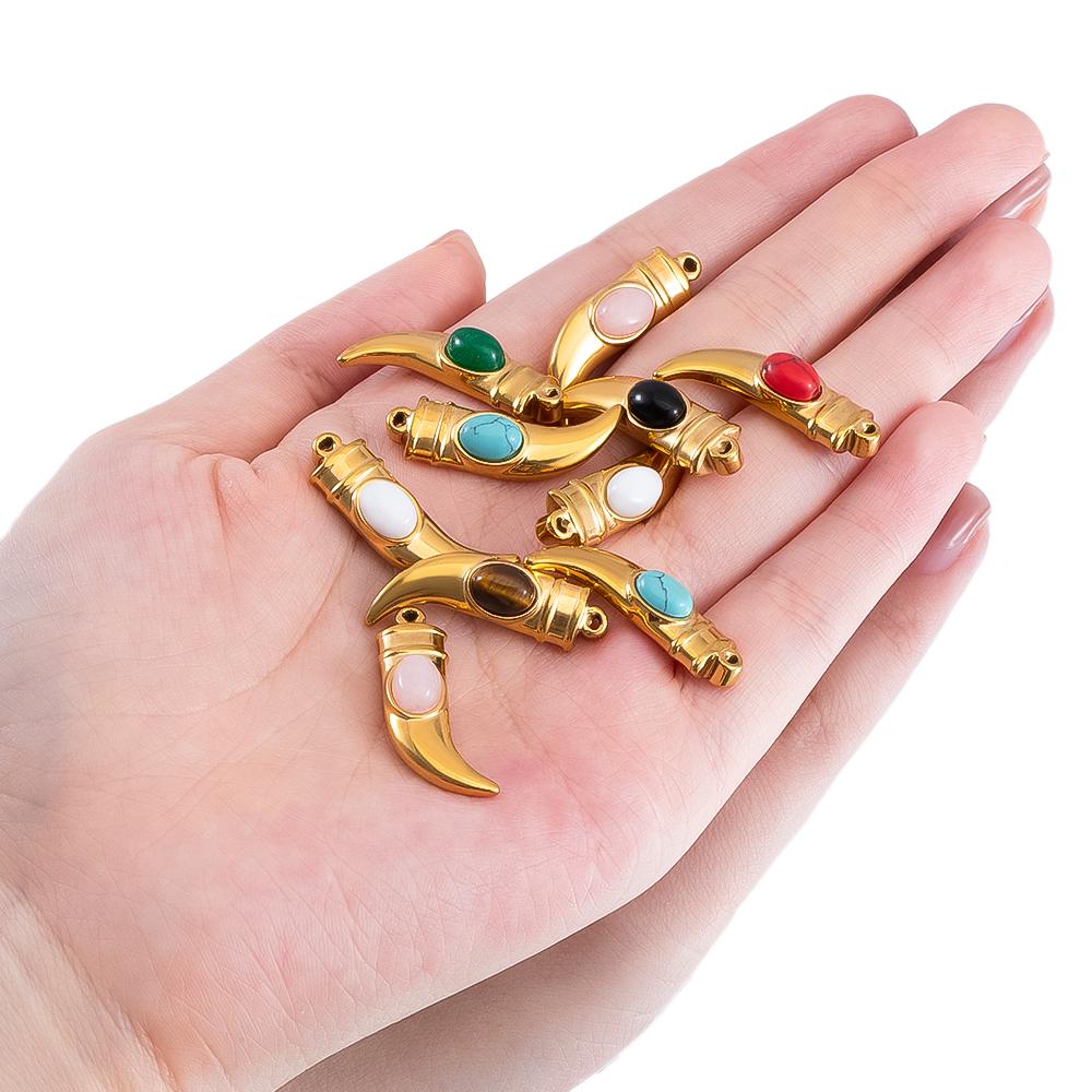2pcs 5pcs Stainless Steel Pepper Charms With Natural Stone Chili Earrings Pendant for Necklaces DIY Jewelry Making Supplies Bulk