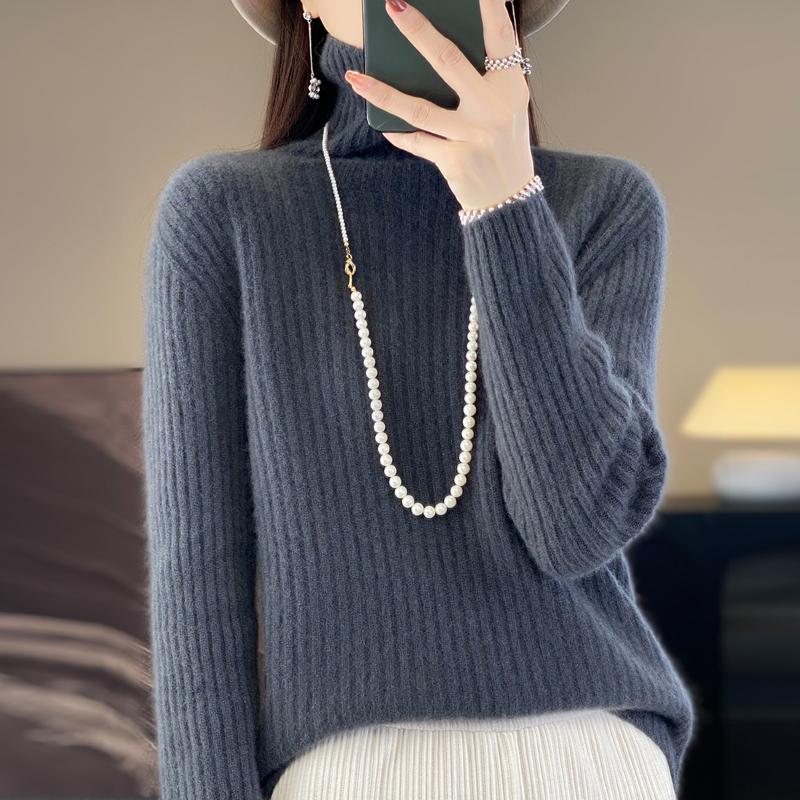 Women Sweater 100% Wool MODERN NEW SAGA Turtleneck Knit Pullover Thick Winter Jumpers Female Knit Tops