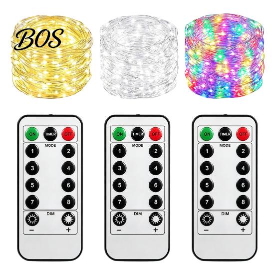 Warm White Starlight Strands Copper Wire Fairy Lights with Remote, 8 Modes 10-Level Dimming Timer, Waterproof Halloween Christmas Tree Decorations