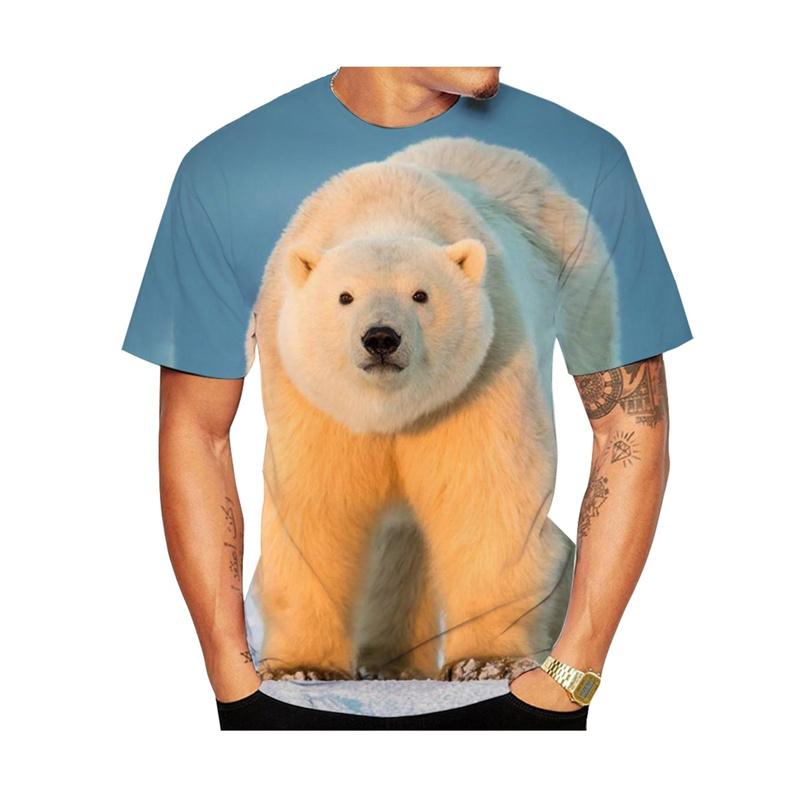 Cute Polar Bear Graphic T Shirts For Men Fashion Summer Short Sleeve 3D Animal Printed Kids T-shirts Casual Streetwear Tees Tops