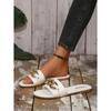 Women's Shoes, Fashionable Slippers for Ladies, Solid-colored Metal Decorations, Square-toed Flat Shoes, Comfortable Solid-colored Simple Slippers