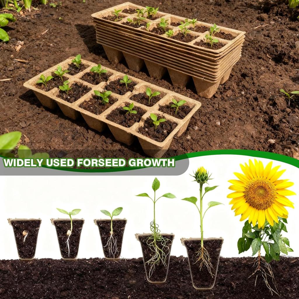 10Grids Cell Nursery Pots for Seedling Starter Tray Biodegradable Pulp Seedling Cup Garden Plant Seedling Germination Tool