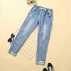 Blugi Mărimi Mari Femei Talie Înaltă Elastic Cropped Pantaloni, Pantaloni cu Picior Strâmt, Grăsime Mare Pentru a Crește
