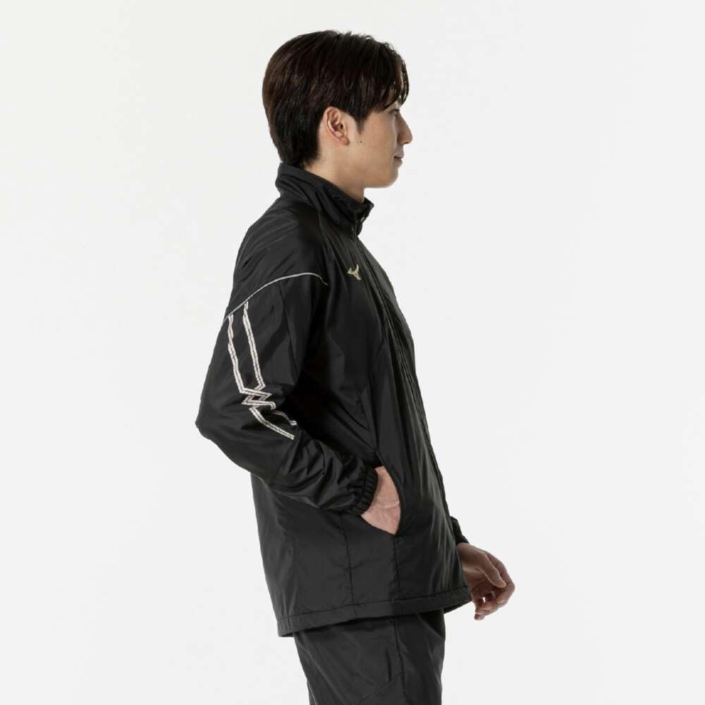 Mizuno Breath Thermo Training Warmer Jacket with and Windproof Black x Size L MC-LINE Moisture-Wicking, Heat-Generating, Water-Repellent, Lining,