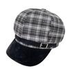 Vintage Brown Plaid Octagonal Hat For Women Winter Warm Fashion Cap