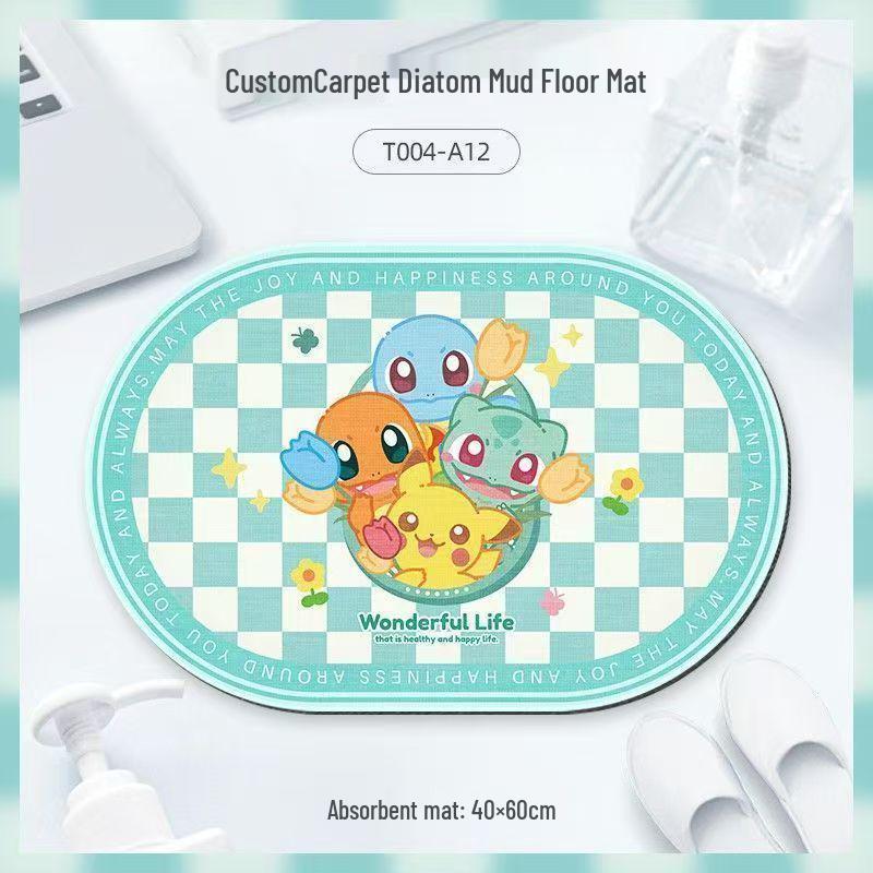 Pikachu Non-Slip Diatomaceous Earth Bath Mat - Absorbent and Stylish Pokémon Doormat 30*40 Upgraded Diatomaceous Earth