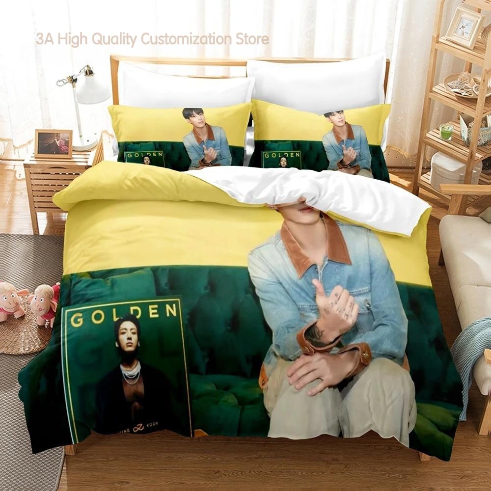 Jeon Jung Kook Album Bedding Set Single Twin Full Queen King Size Bed Set Aldult Boys Bedroom Duvetcover Sets Bed Sheet Set 2-2