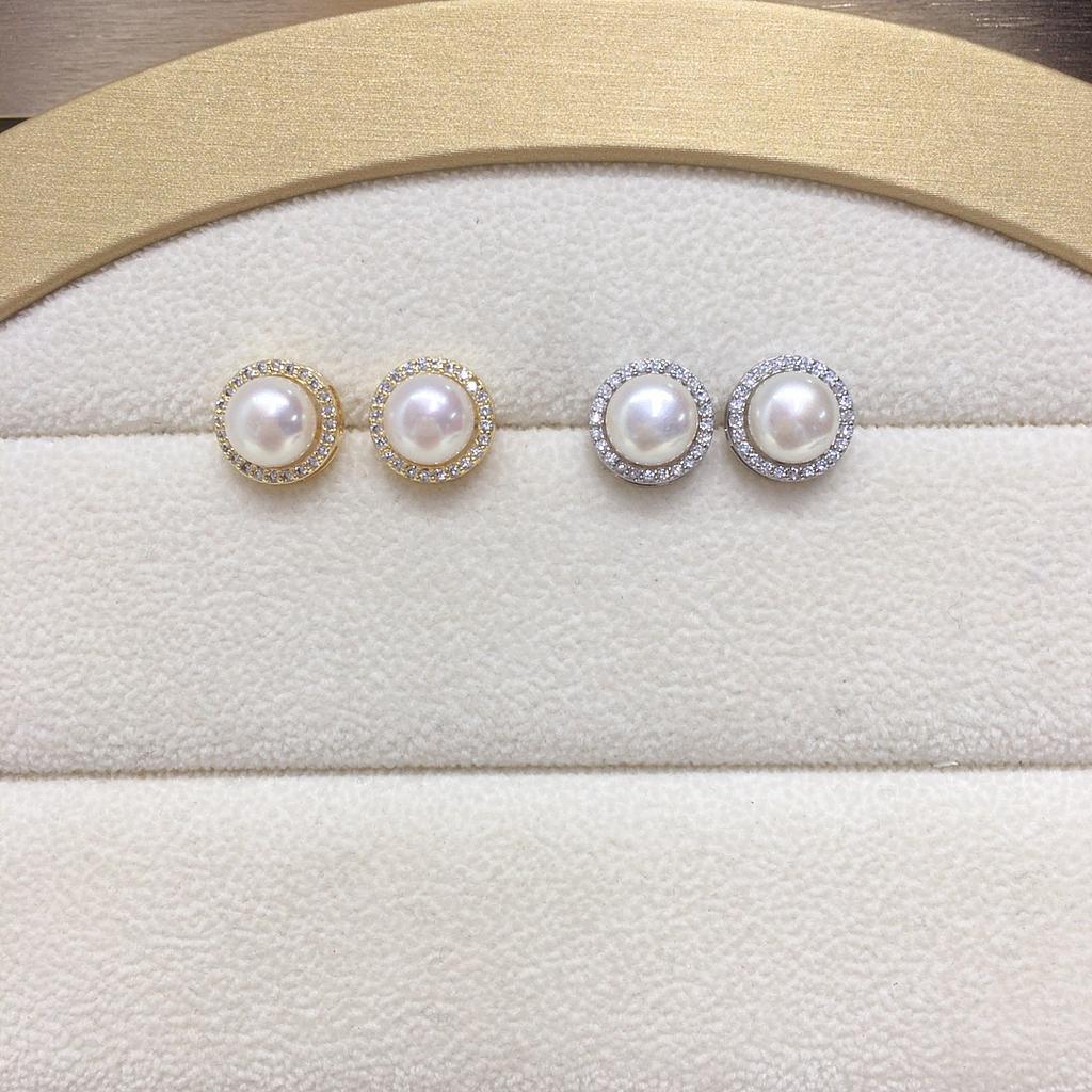 Earrings with Women's Micro Inlaid Zircon, High-end and Simple Round Earrings