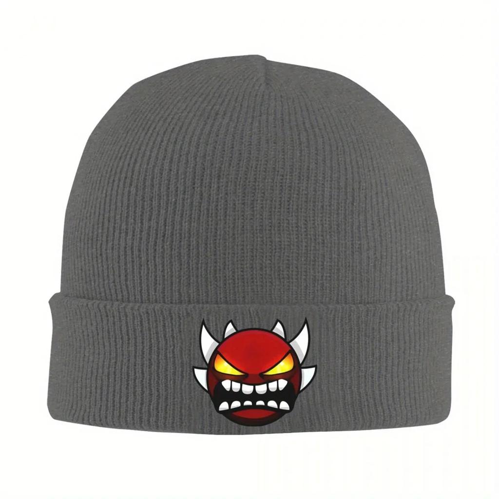 New Geometry Dash Demon Knit Hat Beanies Winter Hats Warm Color Cap Unisex Women