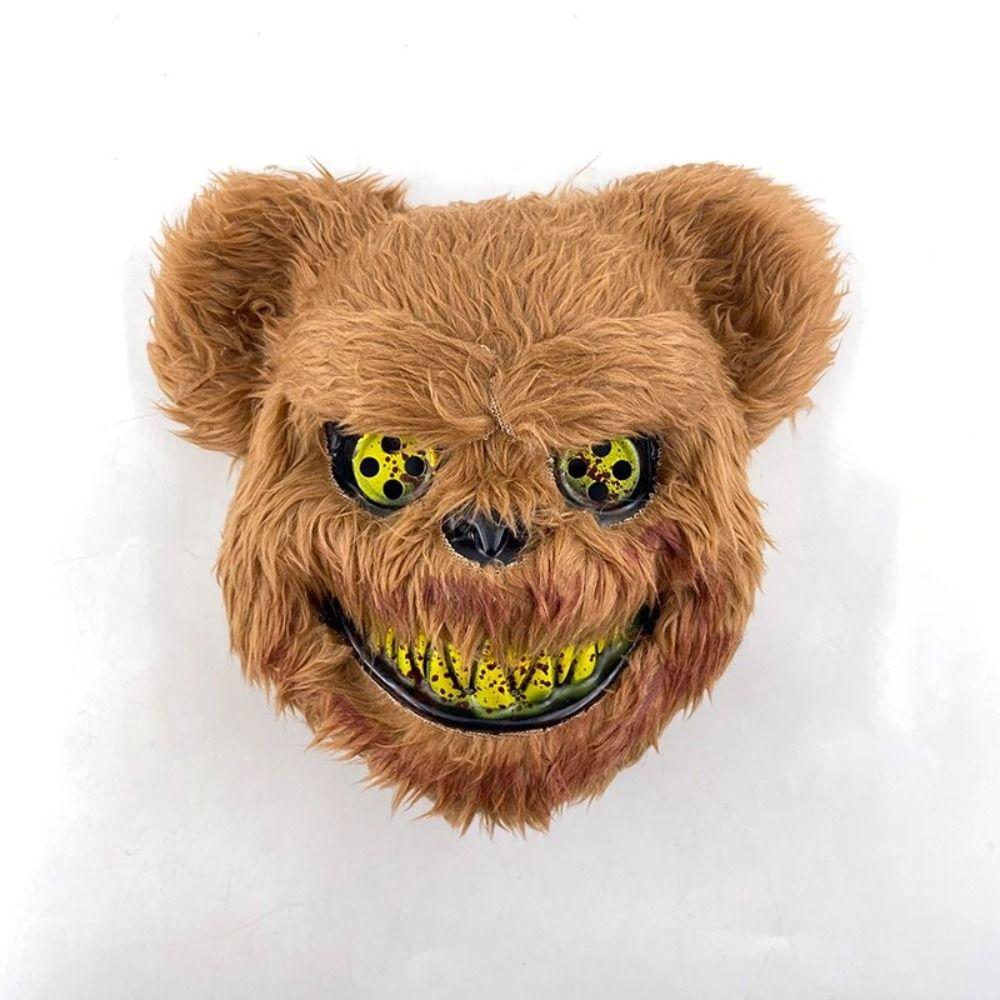 Scary Halloween Mask Realistic Bloody Bear Mask Cosplay Bloody Plush Bunny Mask  Men