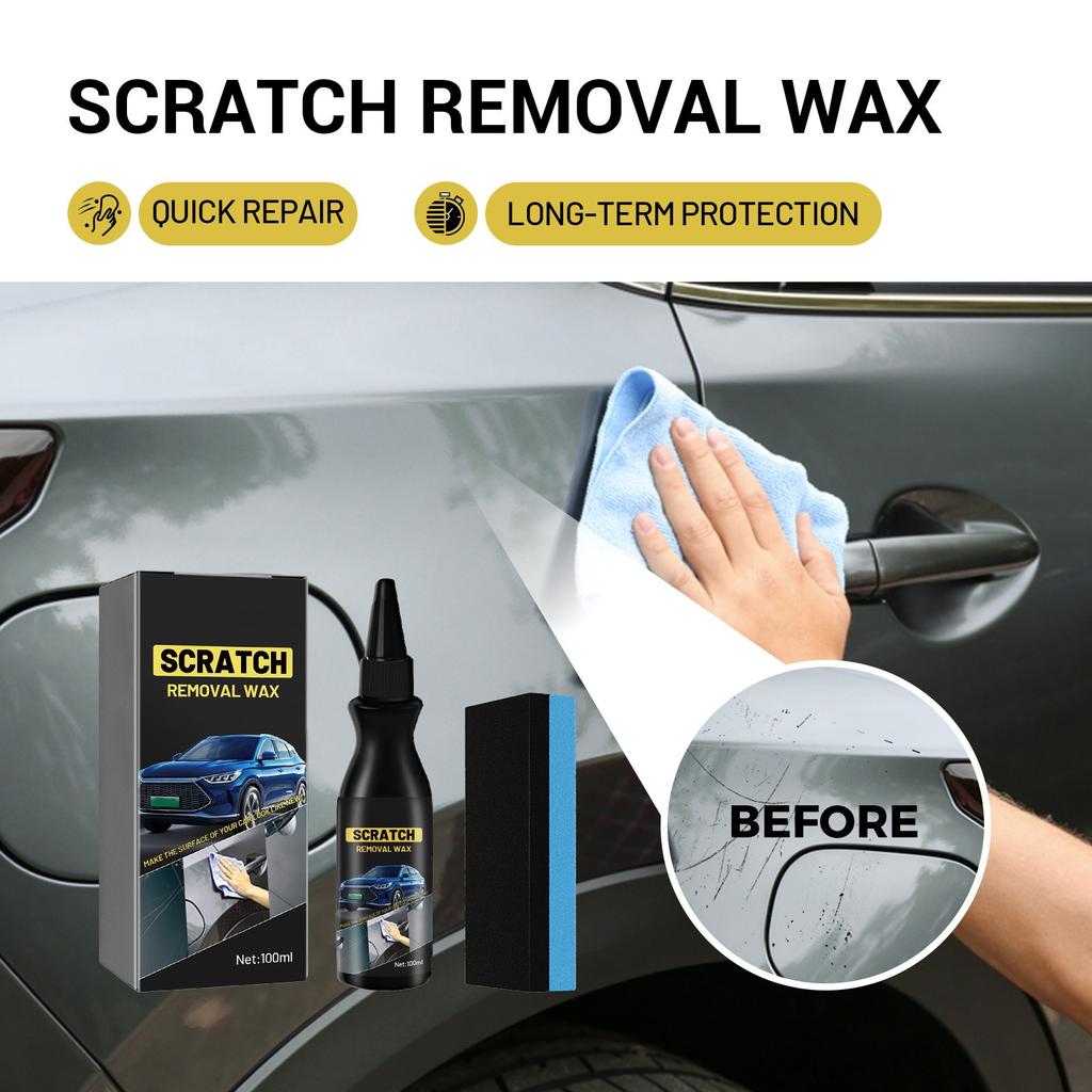 Car Scratch Wax, Car Paint Scratch Balm, Car Scratch Wax Sponge Set For All Car Paint Care 100ML