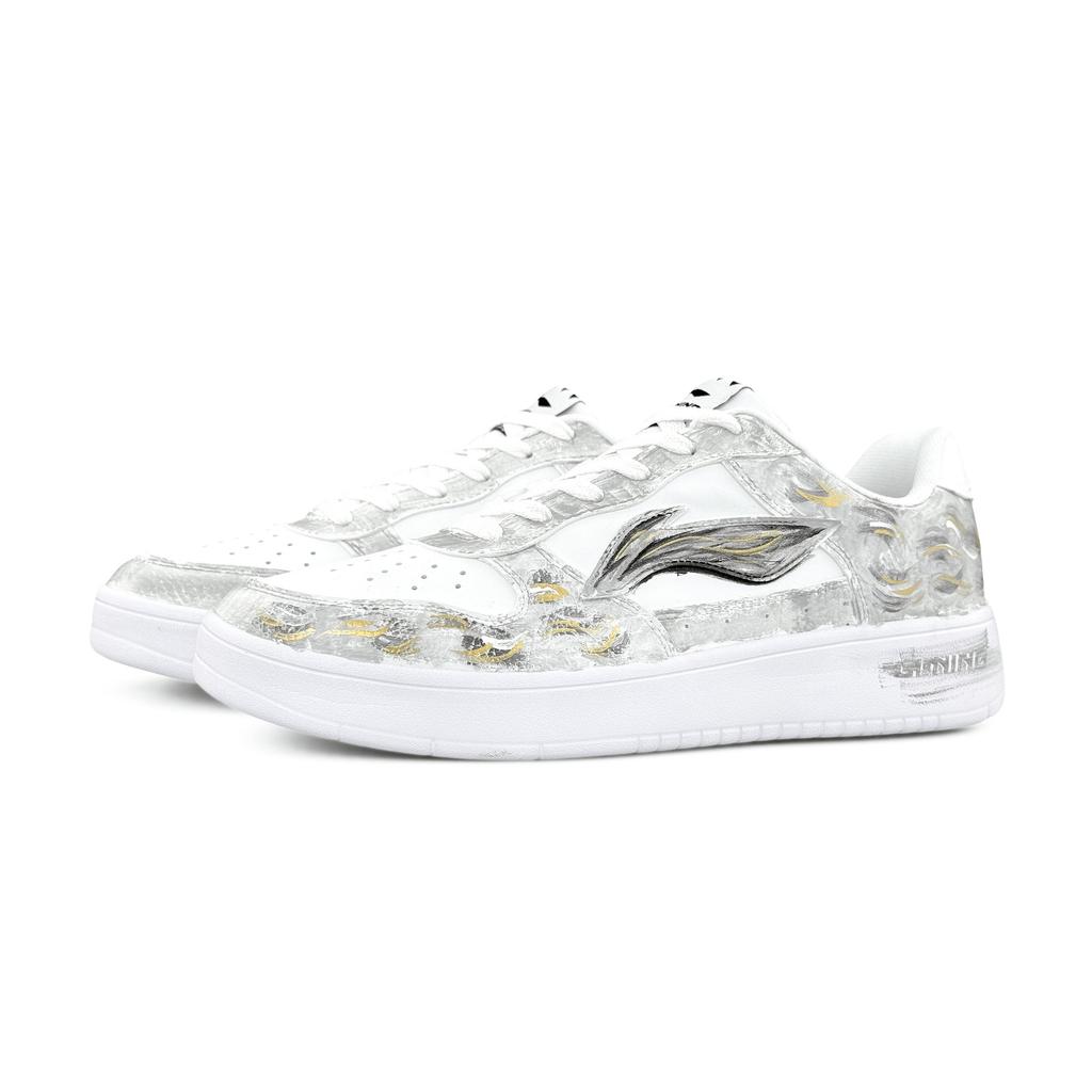 Li Ning Floating Boat Cushioning Abrasion Resistant Low Top Skateboard Shoes Unisex White AGCS419-1(Team1556-)