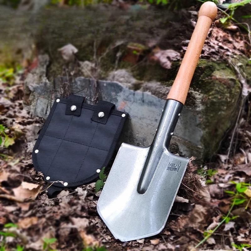 Manganese Steel Outdoor Shovel Thickened Multifunction Camping Portable Solid Wood Handle Shovel Camping Survive Outdoor Tools