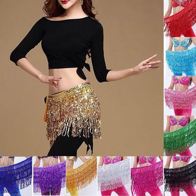 Belly Skirt Sequins Decor Eye-catching Viscose Belly Dance Hip Scarf for Belly Dance