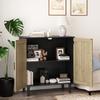 80CM Two-Door Rattan Storage Cabinet, Suitable for Living Room, Dining Room, Hallway(Black)