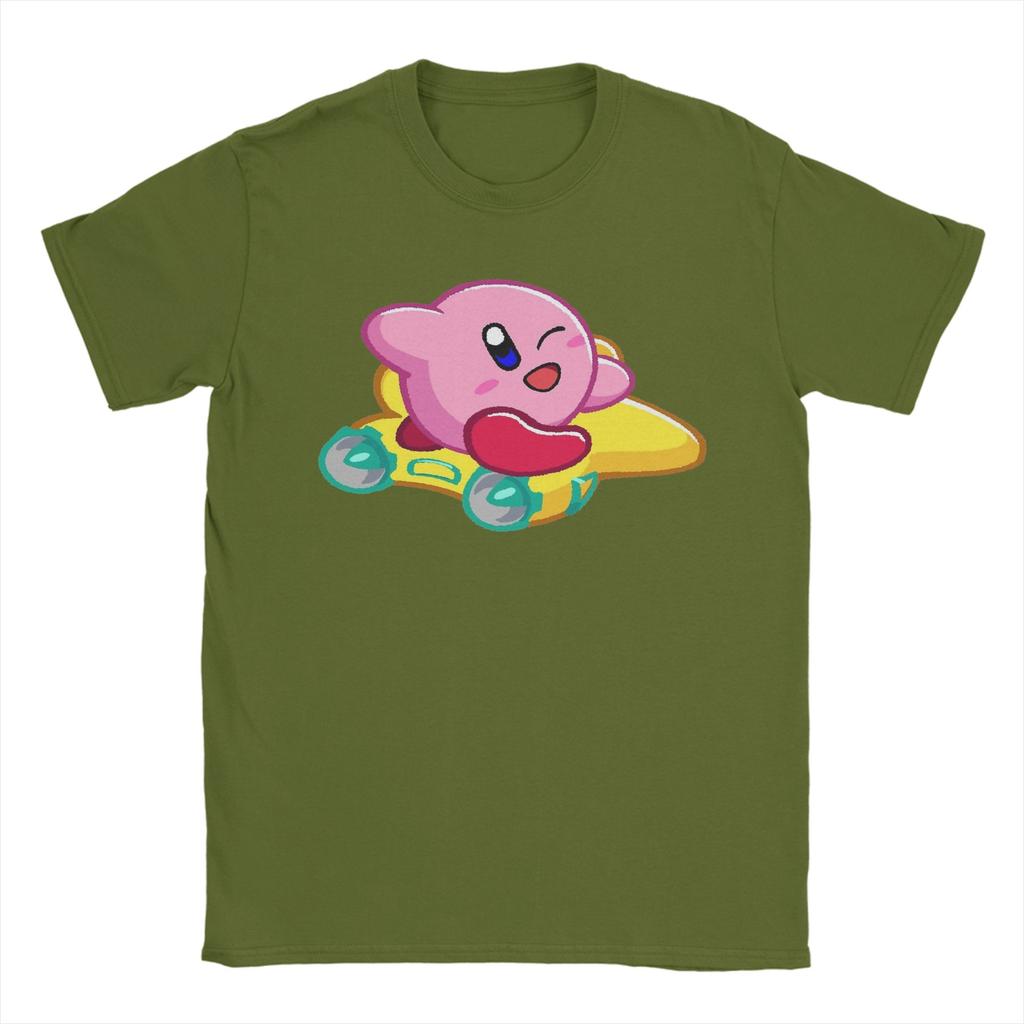 Kirbys Air Riders T Shirts for Men 100 Cotton Funny TShirt Crew Neck Tee Shirt Short Sleeve Clothing Big Size