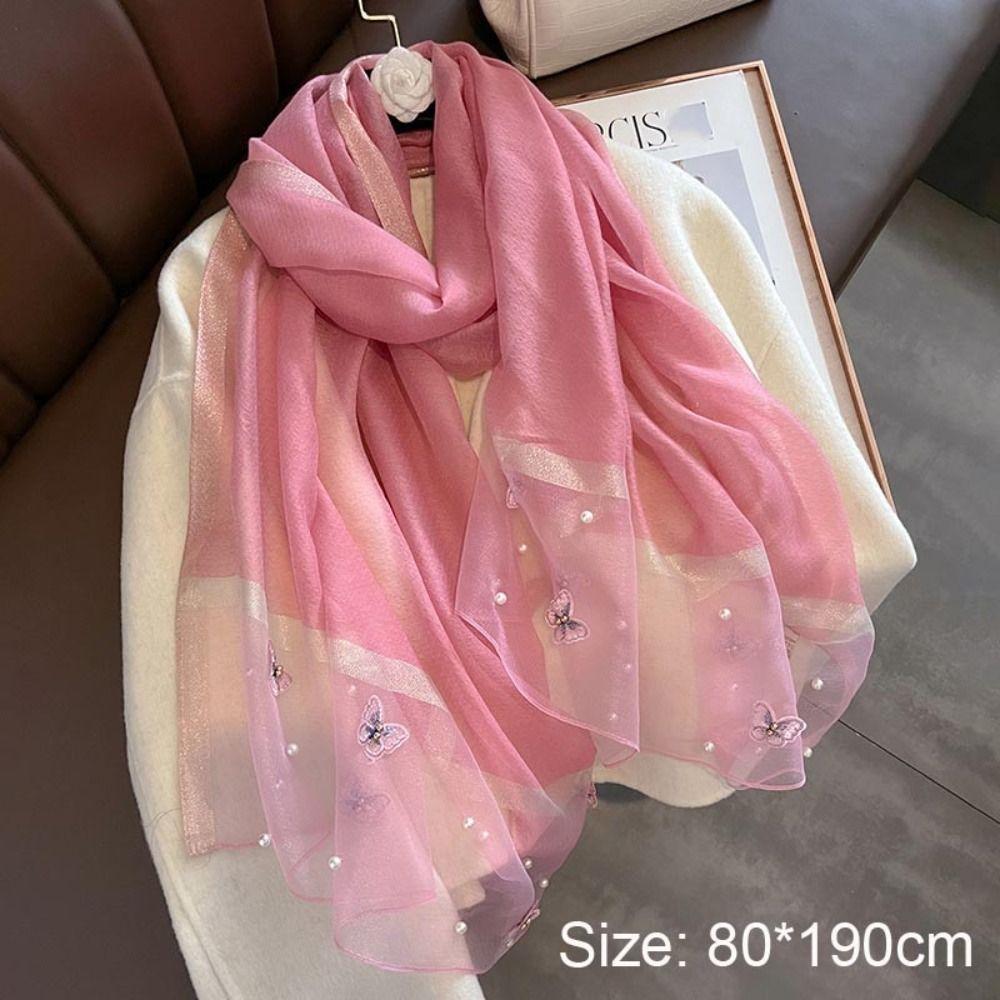 Luxury Butterfly Embroidered Scarf Butterfly Beach Shawl Women Bandana
