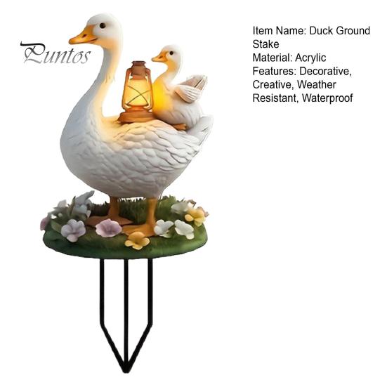 Garden Stake Decor Decorative Acrylic Duck Ground for Outdoor Decor, Weather Resistant 2D Flat Parent Cute Goose Family Figure And Child Yard