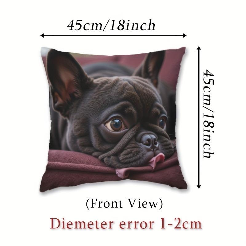 Adorable French Bulldog Printed Pillowcase - Cuddle Up with Cuteness! Sofa Cushion Cover, Home Decoration, 2D Printing