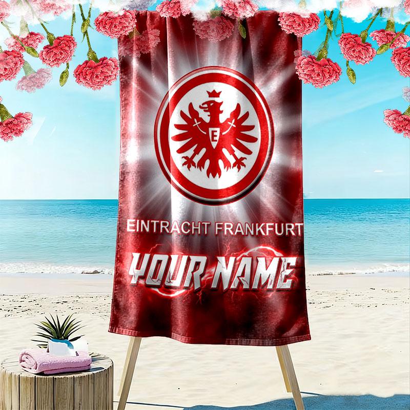 Individuelles Eintracht Frankfurt Aufdruck Strandtuch, Großes Weiches Schnelltrocknendes Handtuch für Strand Camping Schwimmen